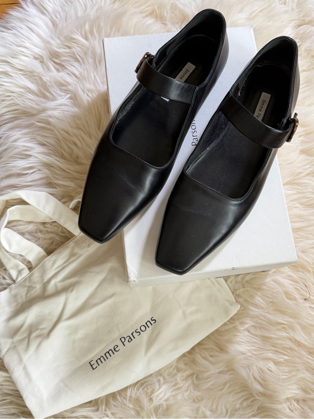 Emme Parsons Black Mary Jane Ballet Flats Box & Dust Bag Eu39 / Us8-8.5